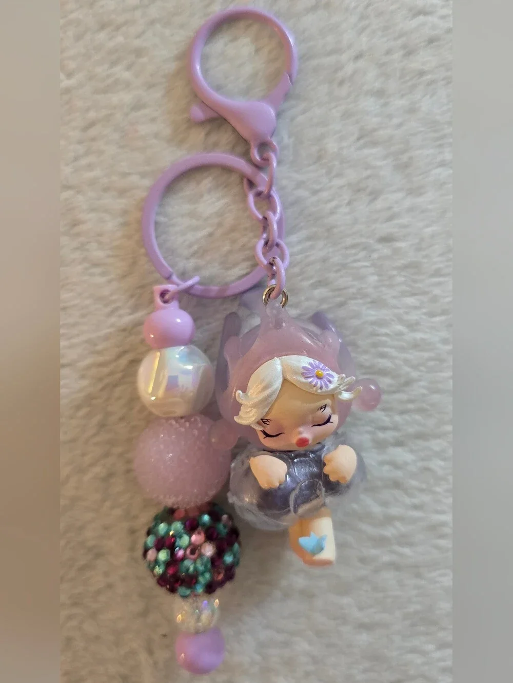 Lilac Beaded Keychain/Bag Charm - Skullpanda (Inspired)